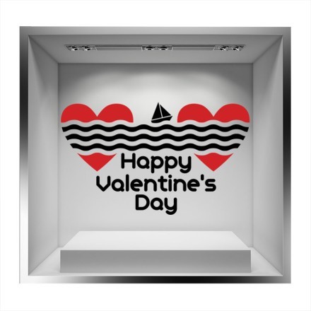 Happy Valentines Day καρδιές και θάλασσα