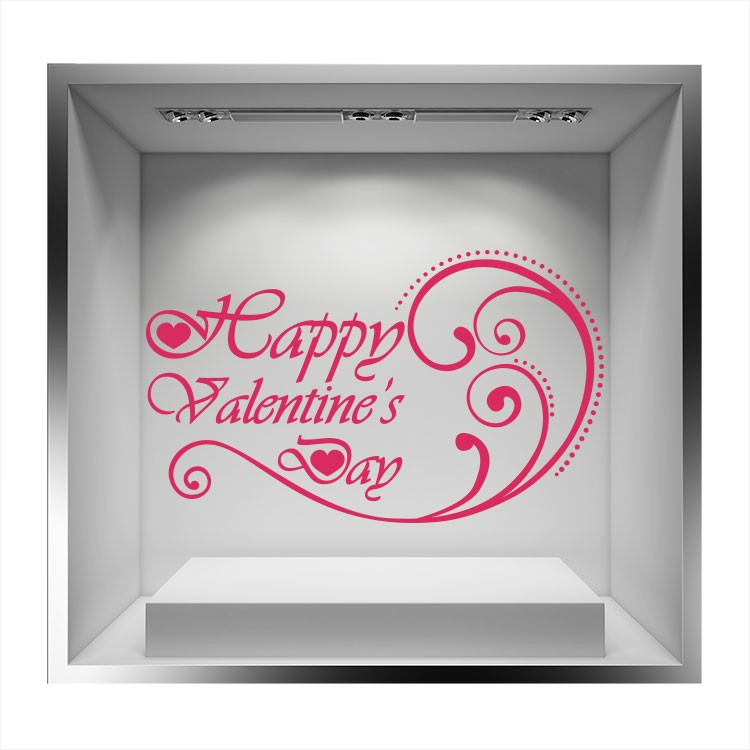 Αυτοκόλλητο Βιτρίνας Happy Valentines Day Lines