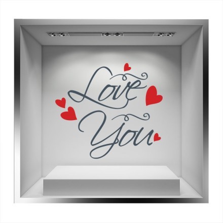 Love you με πολλές κόκκινες καρδιές