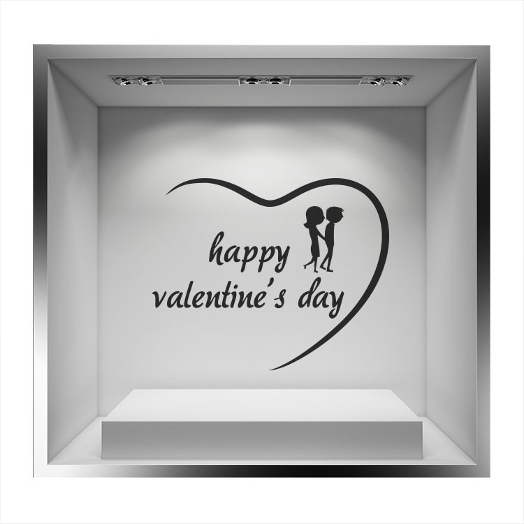 Αυτοκόλλητο Βιτρίνας Happy Valentines Day ζευγάρι