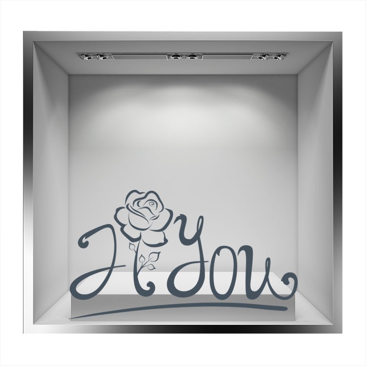Αυτοκόλλητο Βιτρίνας I Love you Flower