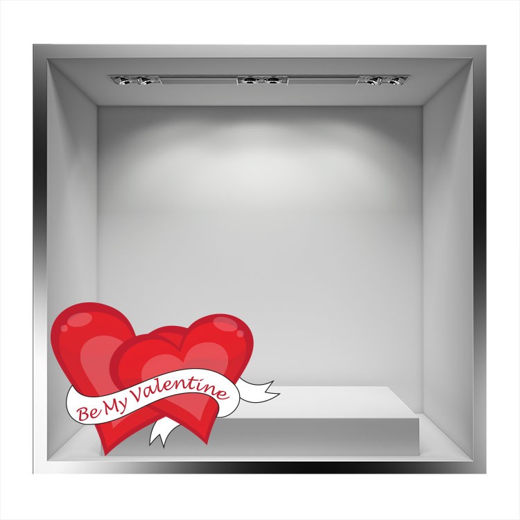 Αυτοκόλλητο Βιτρίνας Be my Valentine Hearts