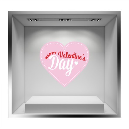 Happy Valentines Day ροζ καρδιά Αυτοκόλλητο Βιτρίνας