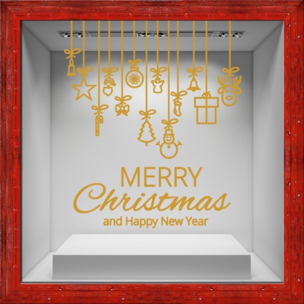 Christmas Golden Deco Αυτοκόλλητο Βιτρίνας