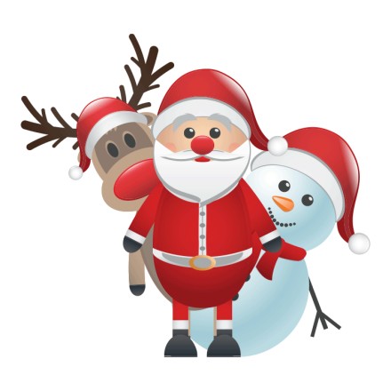 Santa, Snowman and Deer