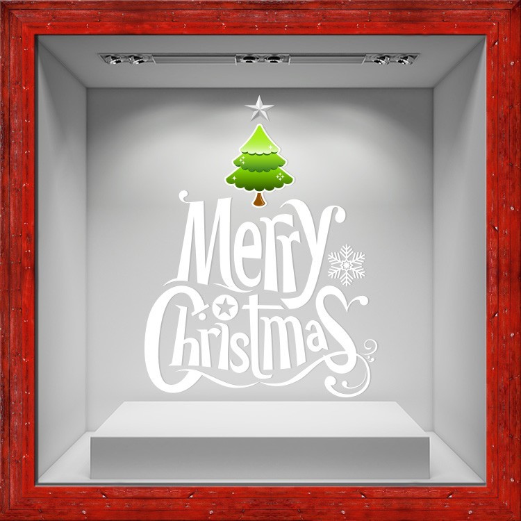 Αυτοκόλλητο Βιτρίνας Christmas Tree-Merry Christmas