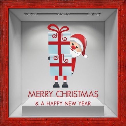 Santa Claus with Gifts Αυτοκόλλητο Βιτρίνας