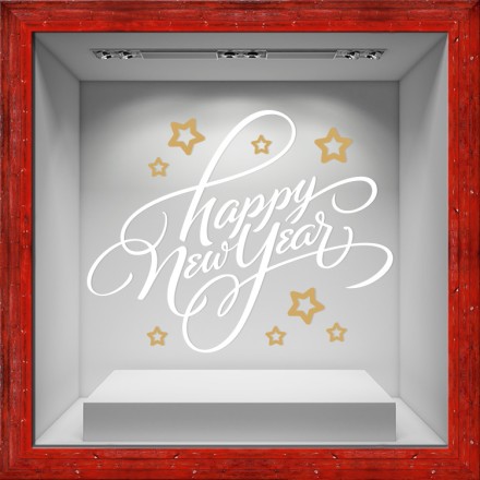 Happy New Star Year Αυτοκόλλητο Βιτρίνας