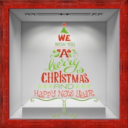 Jolly Christmas Tree Αυτοκόλλητο Βιτρίνας