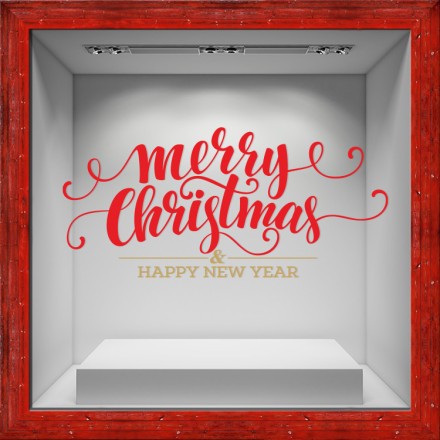 Happy New Year - Red & Gold Αυτοκόλλητο Βιτρίνας