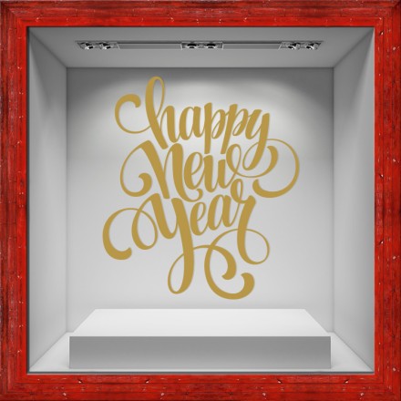 Happy Νew Gold Year Αυτοκόλλητο Βιτρίνας