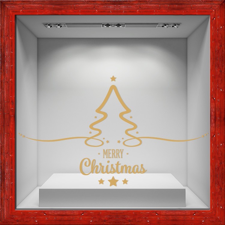 Αυτοκόλλητο Βιτρίνας Christmas Tree-Gold star