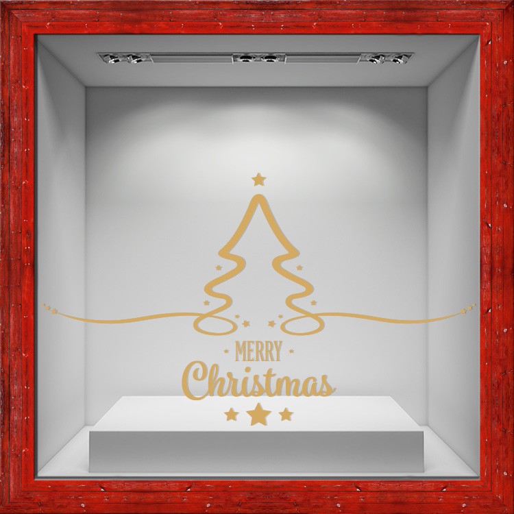 Αυτοκόλλητο Βιτρίνας Christmas Tree-Gold Star