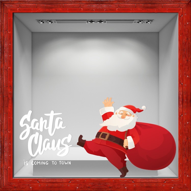 Αυτοκόλλητο Βιτρίνας Santa Claus...Coming