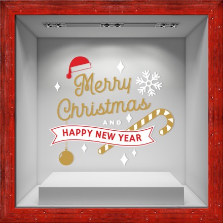 Merry Christmas Snow Αυτοκόλλητο Βιτρίνας