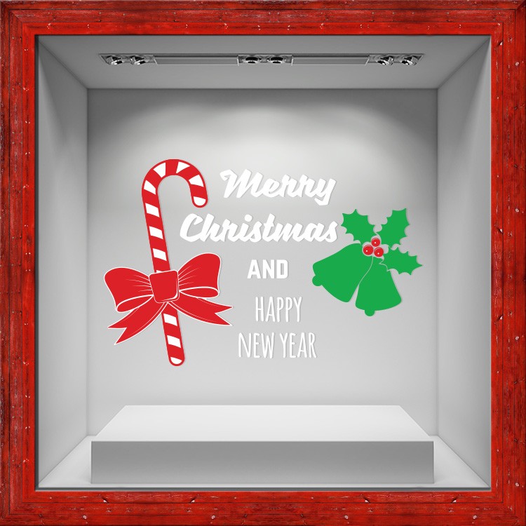 Αυτοκόλλητο Βιτρίνας Mistletoe and Candy