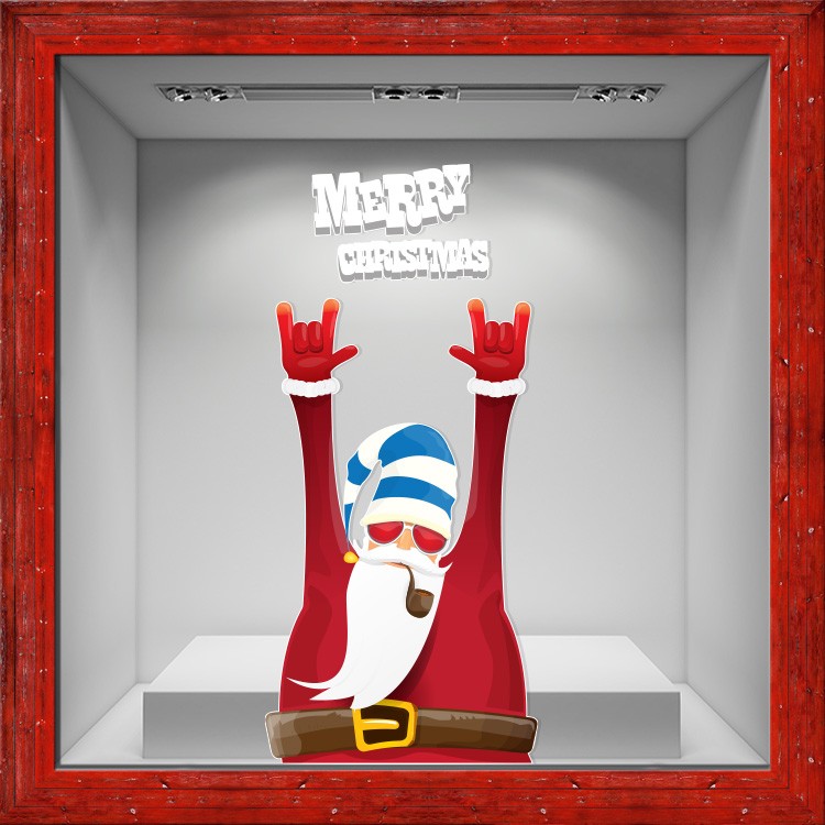 Αυτοκόλλητο Βιτρίνας Cool Santa Claus