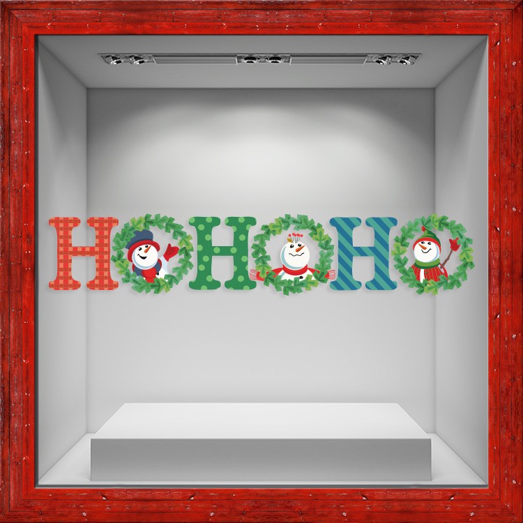 Αυτοκόλλητο Βιτρίνας Ho Ho Ho Wreath