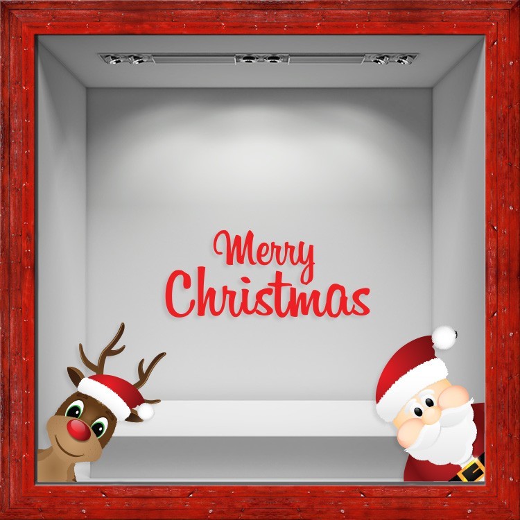 Αυτοκόλλητο Βιτρίνας Santa Claus & Deer