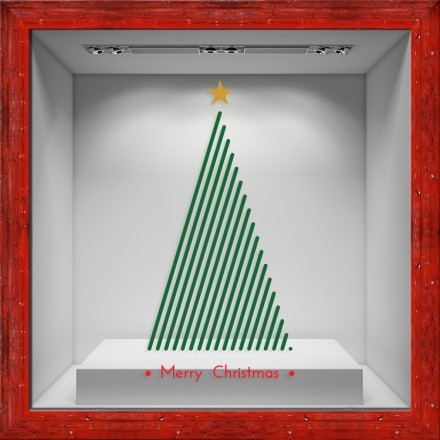 Χριστουγεννιάτικο Δέντρο με Γραμμές Αυτοκόλλητο Βιτρίνας
