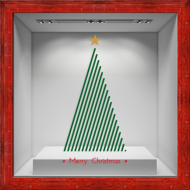 Αυτοκόλλητο Βιτρίνας Χριστουγεννιάτικο Δέντρο με Γραμμές