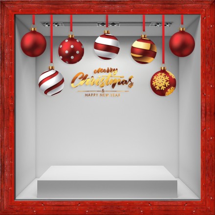 Modern Christmas Balls Αυτοκόλλητο Βιτρίνας