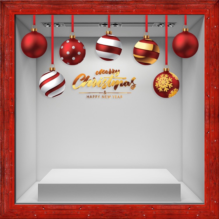 Αυτοκόλλητο Βιτρίνας Modern Christmas Balls
