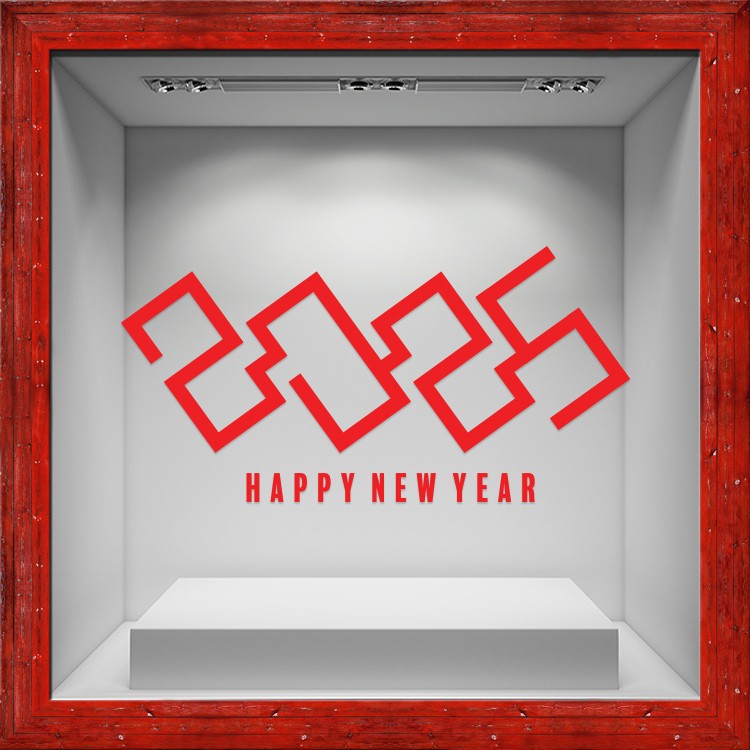 Αυτοκόλλητο Βιτρίνας HNY 2025 Red