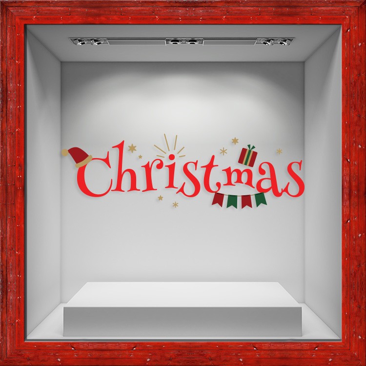 Αυτοκόλλητο Βιτρίνας Christmas Πολύχρωμο