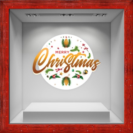 Gold Christmas Charms Αυτοκόλλητο Βιτρίνας