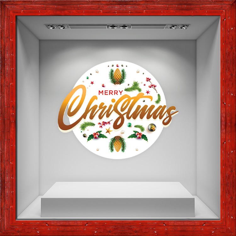 Αυτοκόλλητο Βιτρίνας Gold Christmas Charms