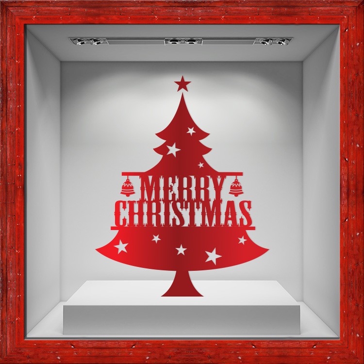Αυτοκόλλητο Βιτρίνας Christmas Red Tree