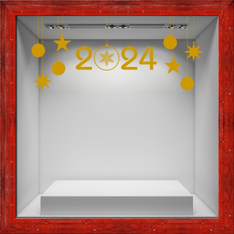 Αυτοκόλλητο Βιτρίνας New Year- 2024 Στολίδια