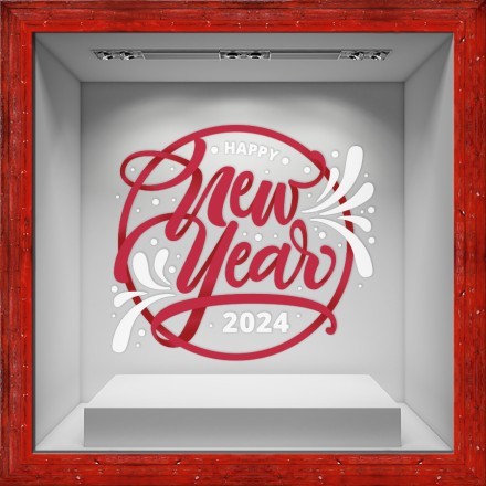 Happy New Year - 2024 Αυτοκόλλητο Βιτρίνας