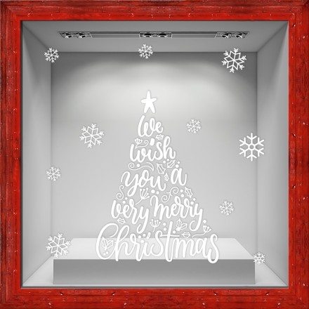 We Wish You A Merry Christmas Tree Αυτοκόλλητο Βιτρίνας
