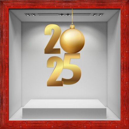 New Year 2025 Gold Αυτοκόλλητο Βιτρίνας