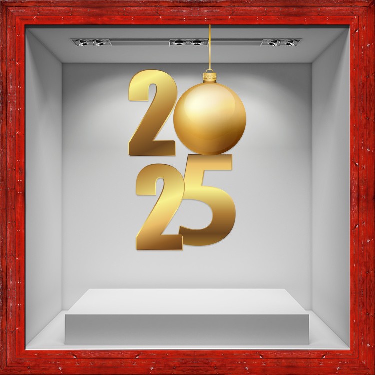 Αυτοκόλλητο Βιτρίνας New Year 2025 Gold