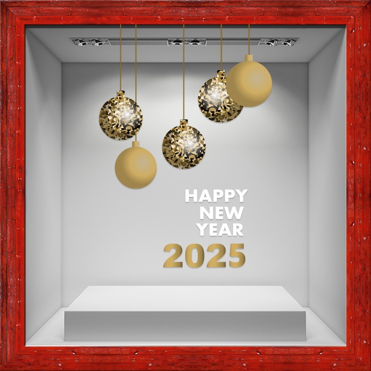 Αυτοκόλλητο Βιτρίνας Golden Ornaments gold 2025