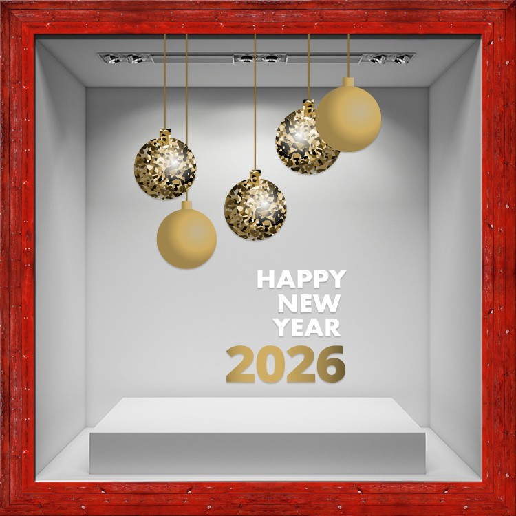 Αυτοκόλλητο Βιτρίνας Golden Ornaments gold 2026