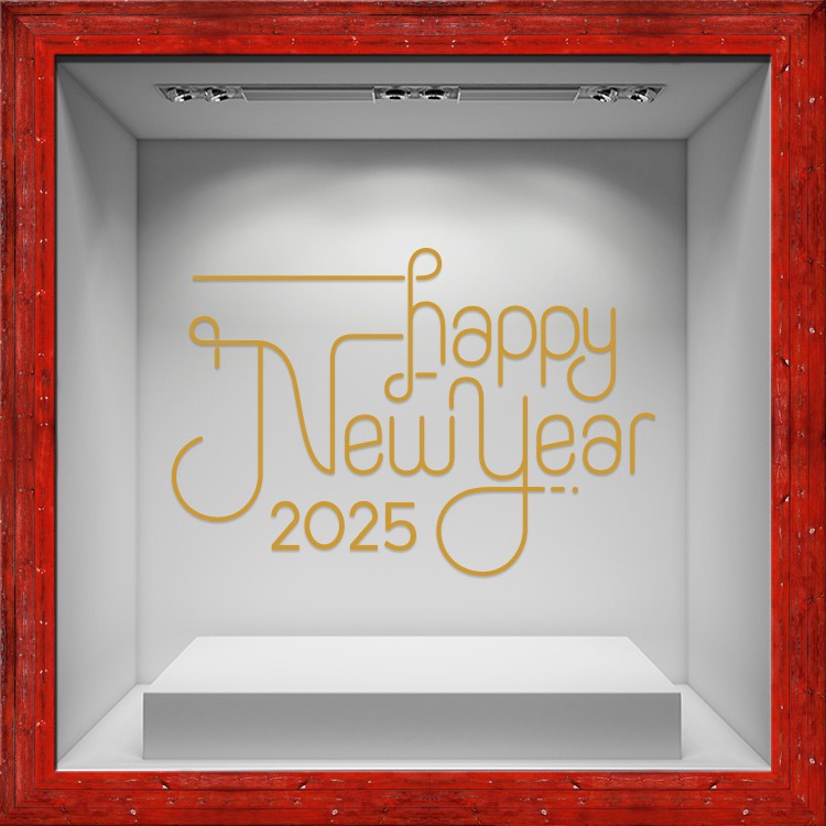 Αυτοκόλλητο Βιτρίνας Happy New Year - Καλλιγραφικό
