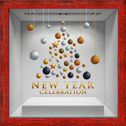 New Year Ornaments Αυτοκόλλητο Βιτρίνας