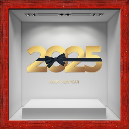 New Year - Black Ribbon Αυτοκόλλητο Βιτρίνας