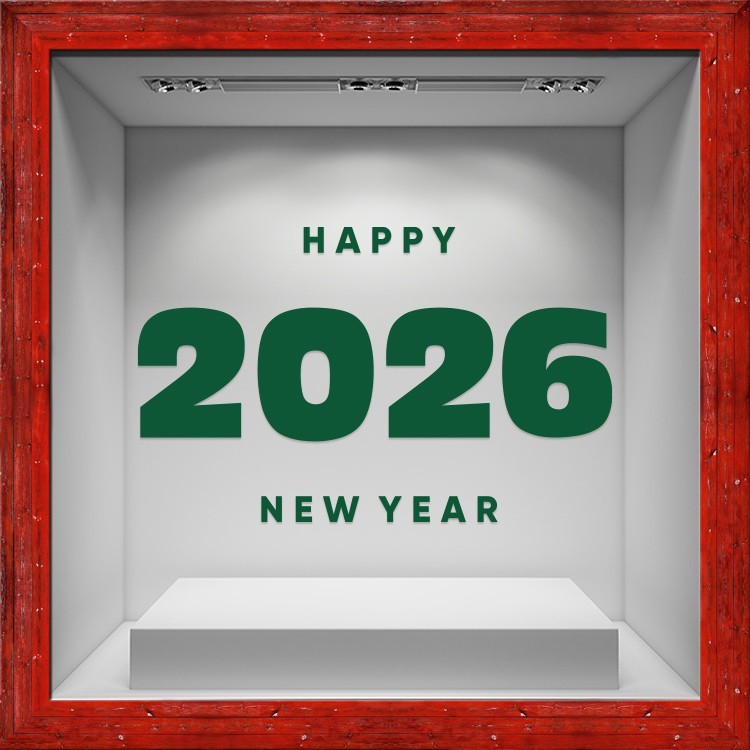 Αυτοκόλλητο Βιτρίνας Happy 2026