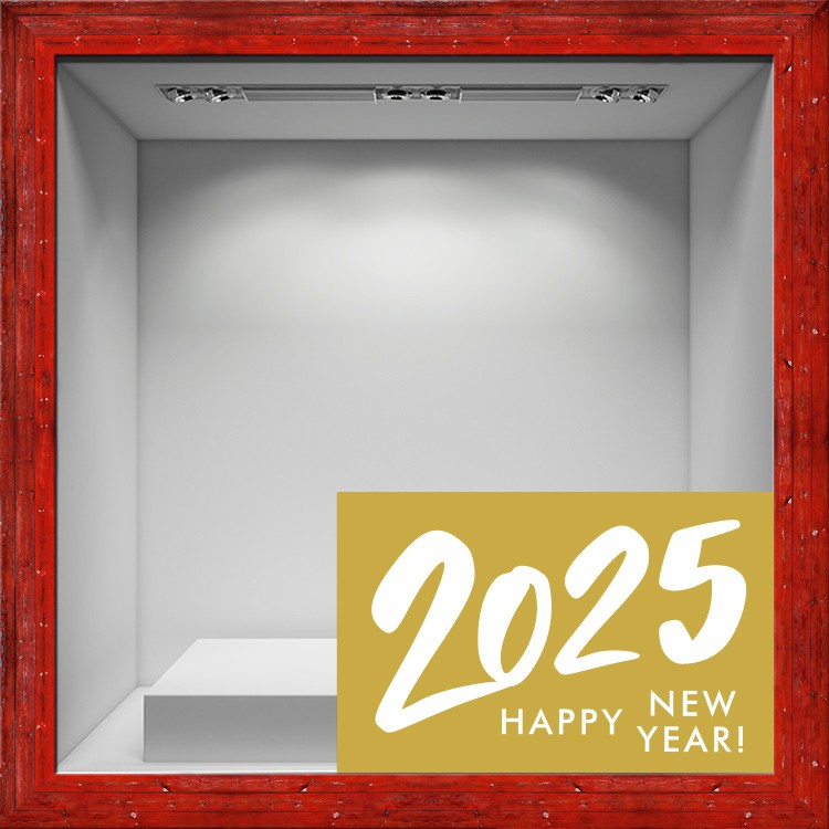 Αυτοκόλλητο Βιτρίνας 2025 Gold & White