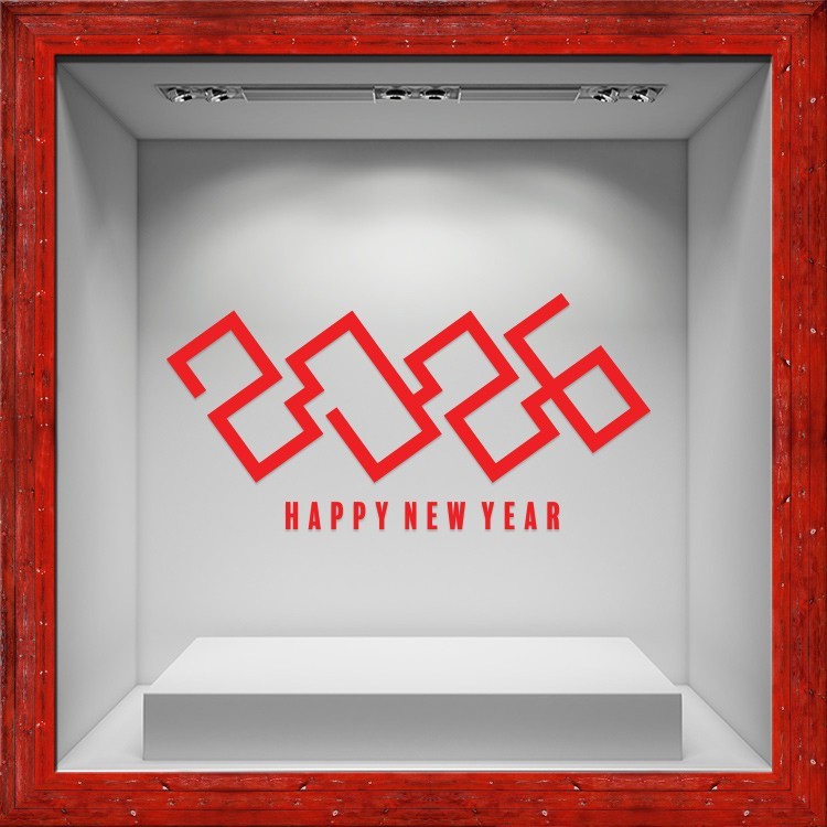 Αυτοκόλλητο Βιτρίνας HNY 2026 Red