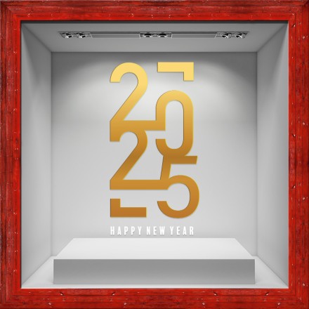 2025 Χρυσό & Άσπρο Αυτοκόλλητο Βιτρίνας