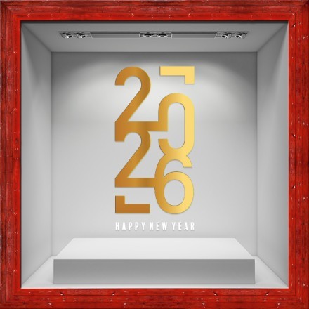 2026 Χρυσό & Άσπρο Αυτοκόλλητο Βιτρίνας