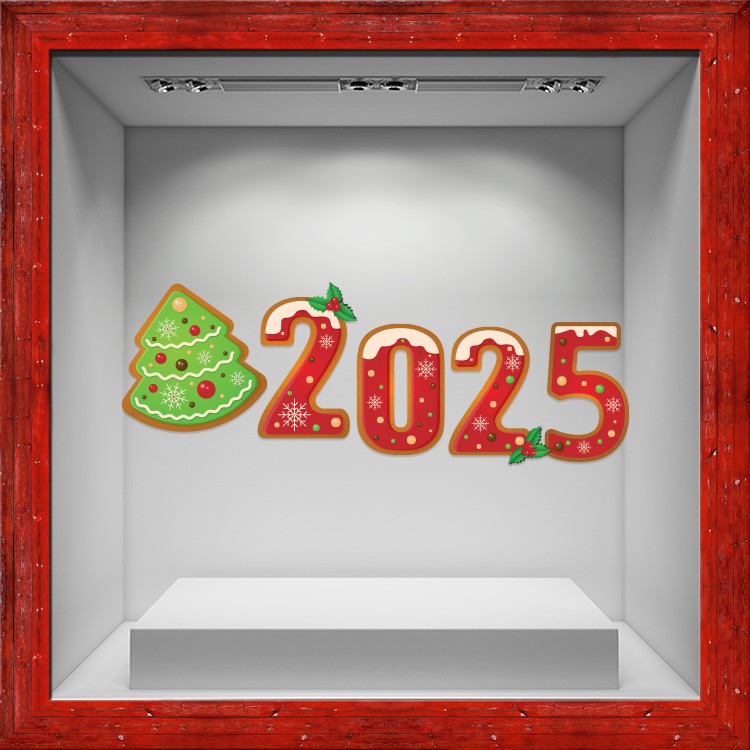 Αυτοκόλλητο Βιτρίνας 2025 με Δέντρο