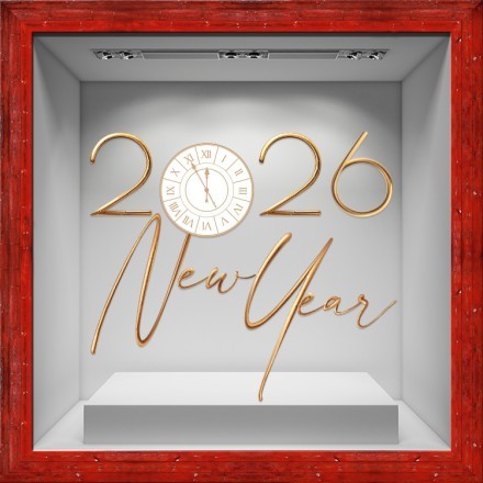 2026 Χρυσό Ρολόι Αυτοκόλλητο Βιτρίνας