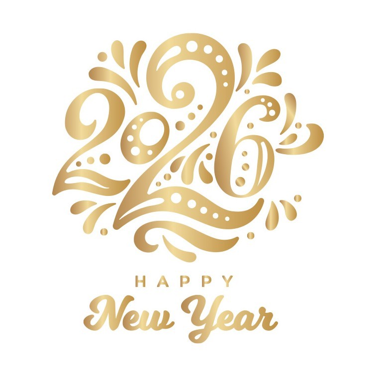 Αυτοκόλλητο Βιτρίνας 2025 Χρυσό με Σχέδια